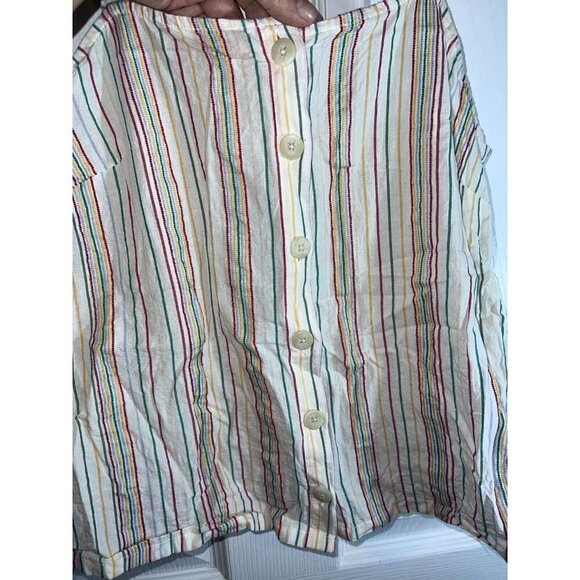 MADEWELL Button-Front Cami Tank Blouse in Textural Cotton Rainbow Stripes - Picture 5 of 11